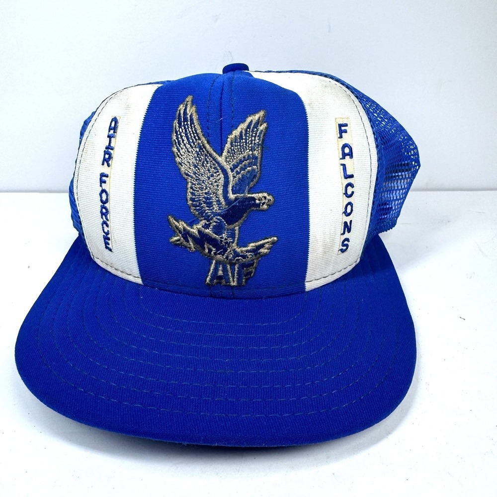 Vintage Air Force Falcons Eagle Mesh Snapback Trucker Hat Blue White